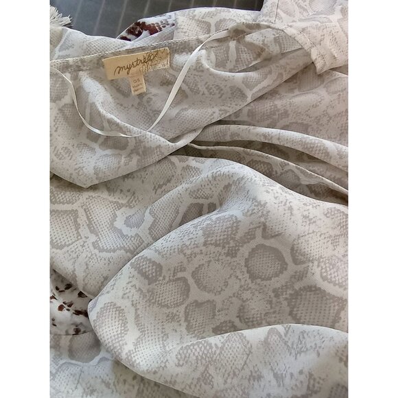 White & Brown Snake Print Open Front Kimono With Tassels One‎ Size By Mytreasure - Picture 7 of 8